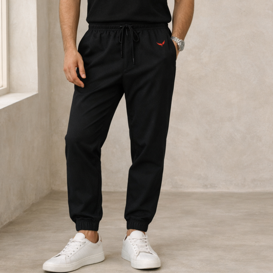 Premium Cotton Waste Jogger Pants (Textured Black)
