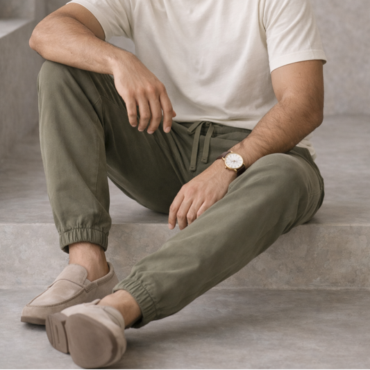 Premium Cotton Waste Jogger Pants (Olive Green)
