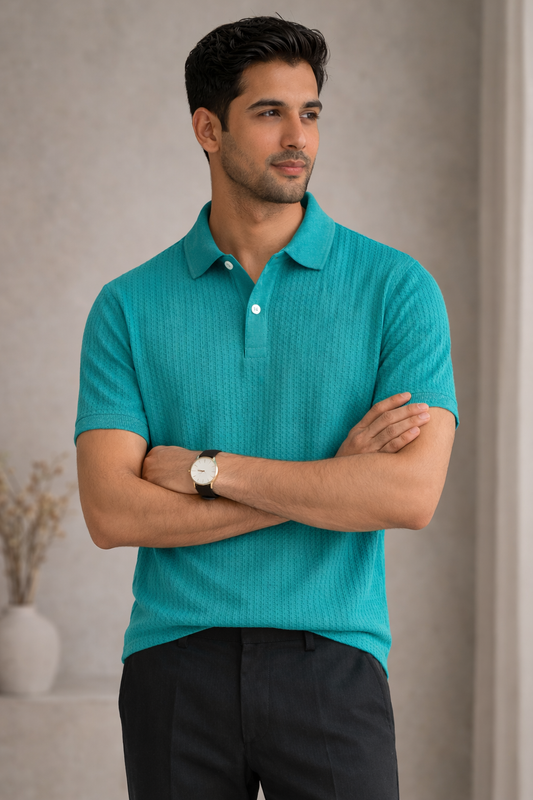 Cotton Eagle Premium Thermal Polo Shirt – Teal