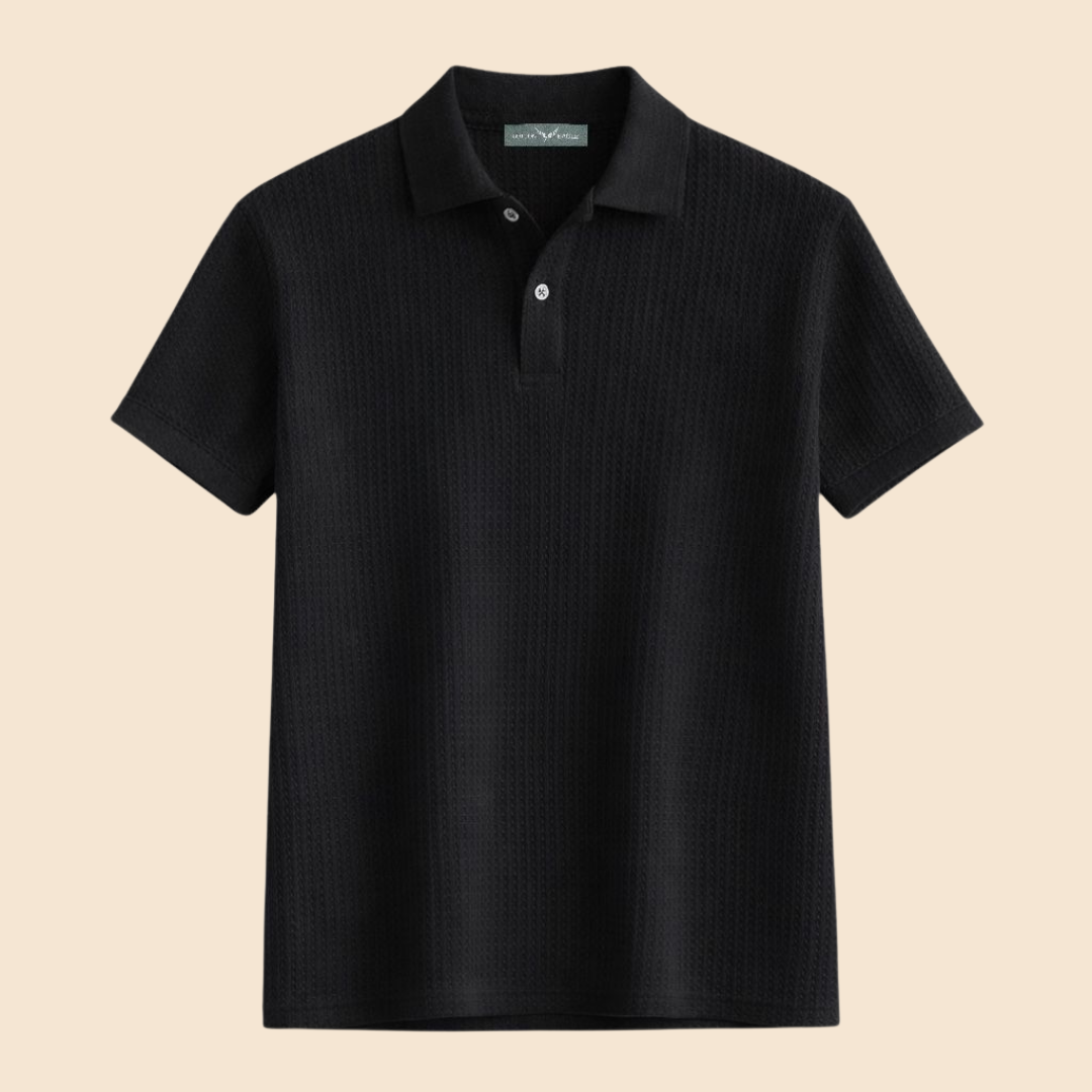 Cotton Eagle Premium Thermal Polo Shirt – Black