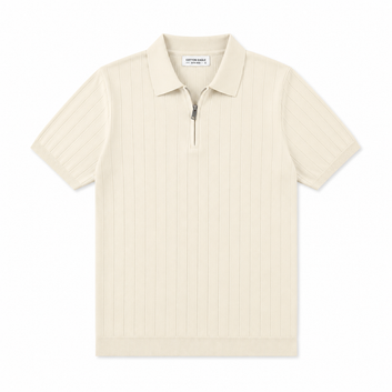COTTON EAGLE DROP NEEDLE POLO SHIRT (OFF-WHITE)