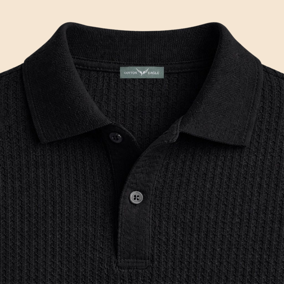 Cotton Eagle Premium Thermal Polo Shirt – Black