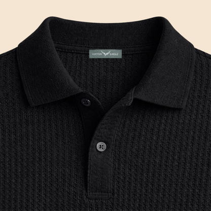 Cotton Eagle Premium Thermal Polo Shirt – Black