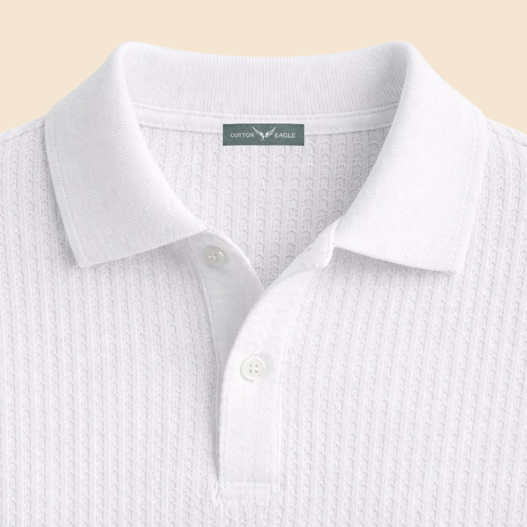 Cotton Eagle Premium Thermal Polo Shirt – White