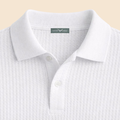 Cotton Eagle Premium Thermal Polo Shirt – White